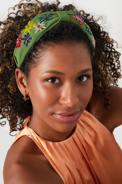 Haarband Grüne Blumen - Polyester h5 Bild6